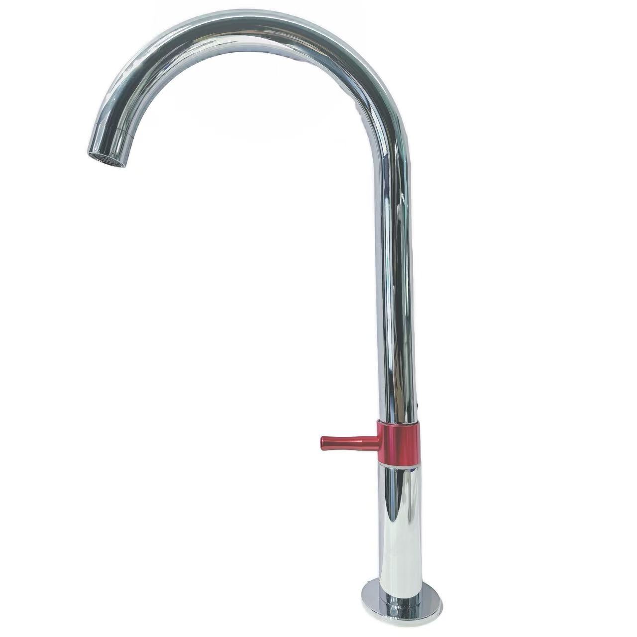 Faucet sinc cidsin fuar singilte gleansach àrd-bhogha gooseneck Faucet sinc cidsin fuar singilte gleansach àrd-bhogha gooseneck