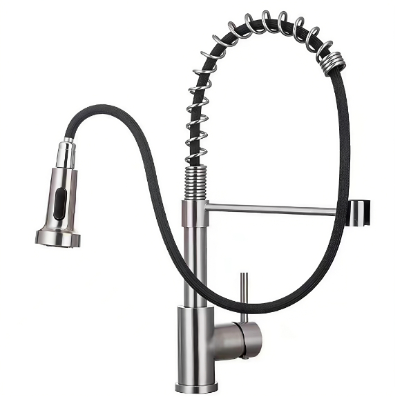 Faucet sinc cidsin teth is fuar a’ tarraing a-mach tiùb earraich àrd-lùb
