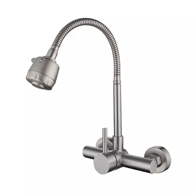 Faucet uisge teth is fuar uile-choitcheann air a chuir air balla sa chidsin