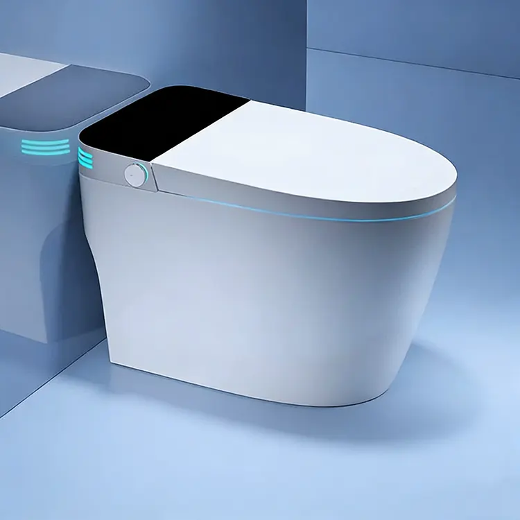 Taisbeanadh Didseatach LED Sgiath Foam Flip-Top fèin-ghluasadach Siphon Smart Toilet