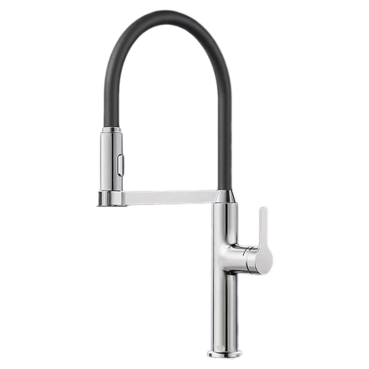 Faucet sinc uisge teth is fuar le aon làimhseachadh pìob lùbte silicone