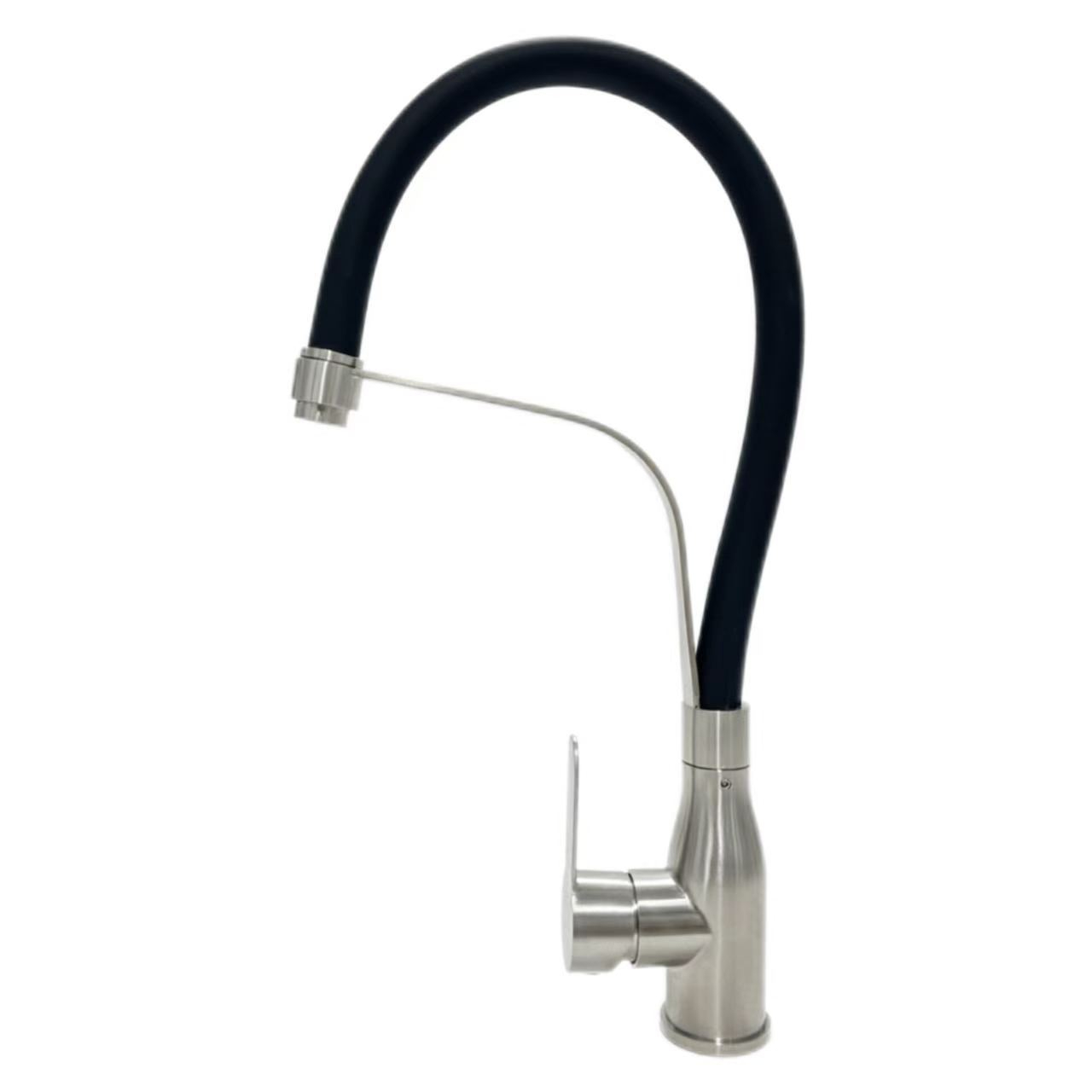 Faucet uisge teth is fuar uile-choitcheann sùbailte silicone tarraing a-mach